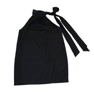 Daine von Furstenberg Black High Neck Tie Silk Blend Blouse Women's 8